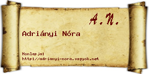 Adriányi Nóra névjegykártya